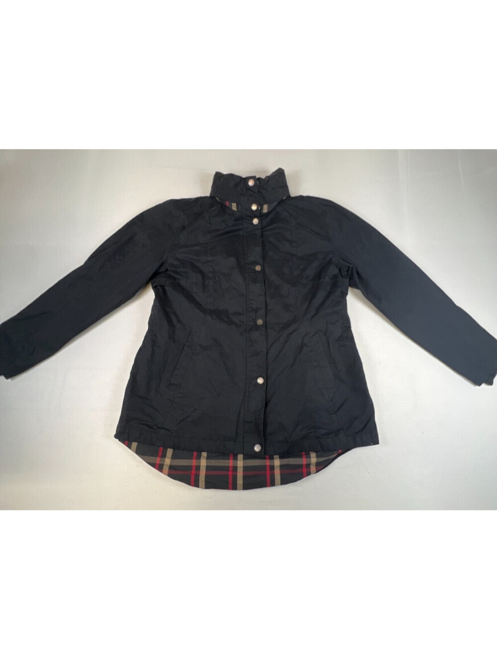 Pendleton Women Large Black Plaid Lined Snap Jacket Coat Outerwear